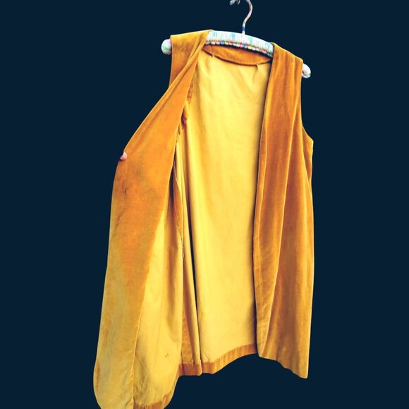 50s Pant Set Yellow Corduroy Velvet XS 21 Inch Waist - Picture 14 of 14